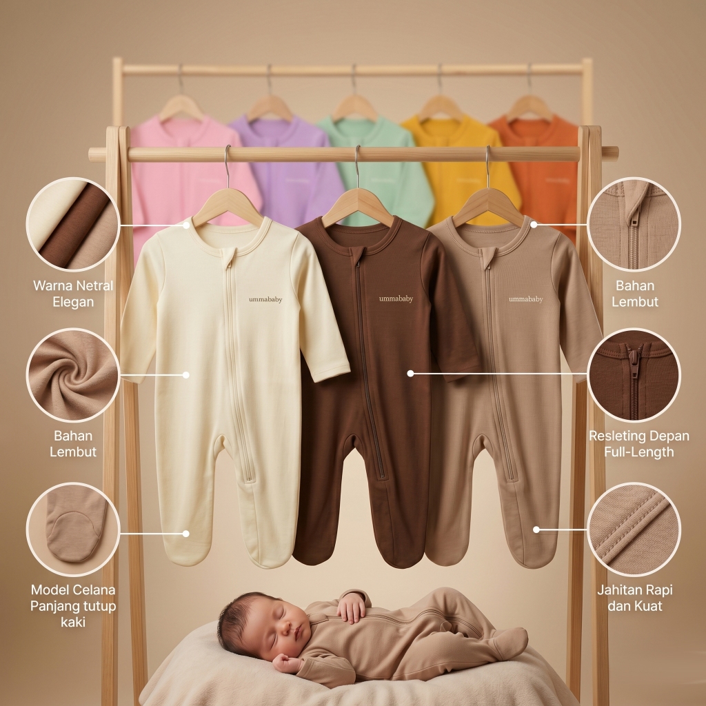Ummababyshop 3 ชิ้นทารกแรกเกิด Sleepsuit ขาปิด Romper ยาวจัมเปอร์ทารกเสื้อผ้าทารกแรกเกิดชุดอุปกรณ์เด็ก Jumpsuit Sleepsuit ชุดนอนเด็ก 0-6 เดือน ลัมมาเด็กธรรมดา