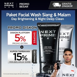 NEXTPRIME 2pcs|Deep Clean / Brighten Facial Wash Set – Pembersih Wajah Pria / Membersihkan / sabun cuci muka / Acne / Mendetoksifikasi Kulit Mengangkat Kotoran Polusi / Mengontrol Tampilan Minyak / cleanser / sabun muka pria / next prime men face wash