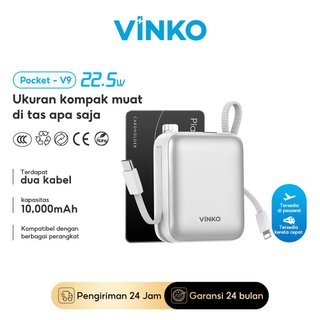 [Tersertifikasi CCC]VINKO V9/V10 Pocket Powerbank 10000mAh 22.5W Fast Charging PD 3.0 Power bank With C+L Cable untuk iPhone Seri 17 dan Android aman di pesawat