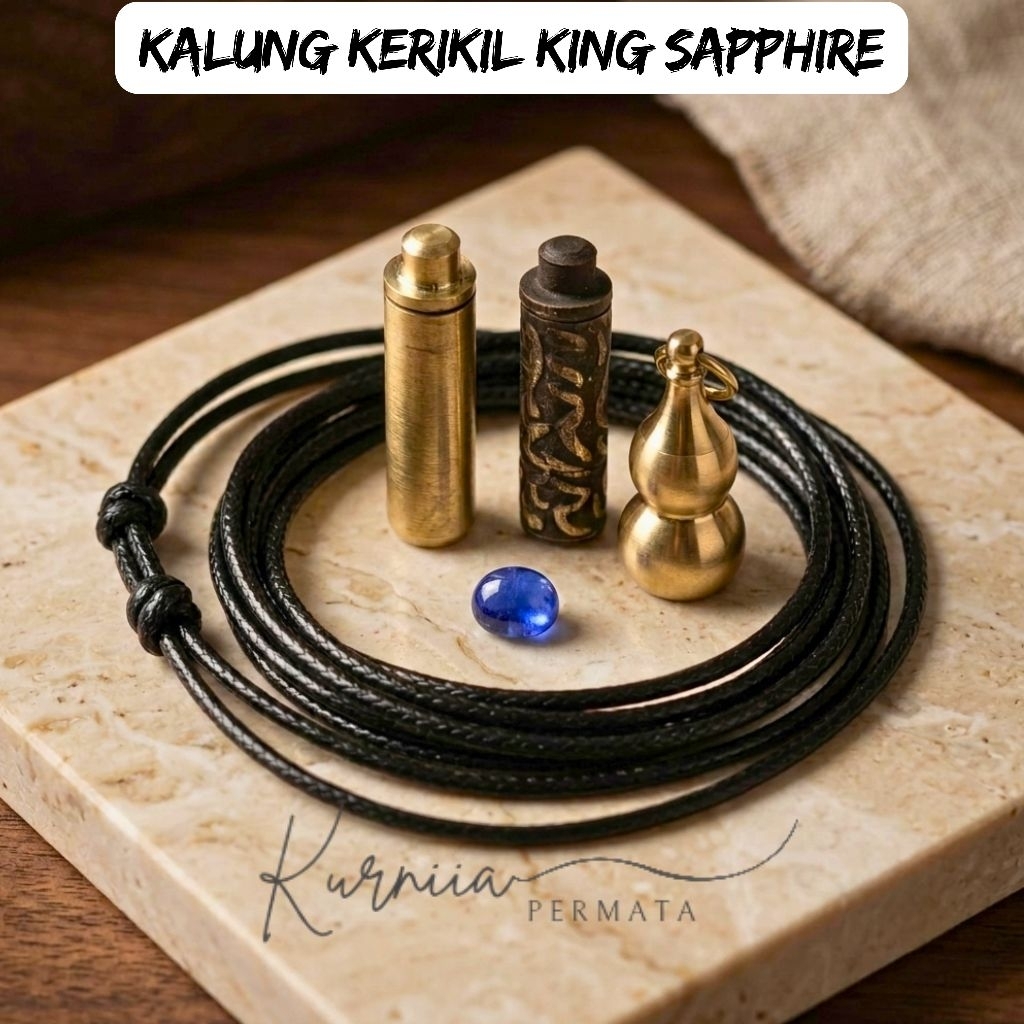สร้อยคอ King Sapphire Royal Blue Sapphire Pebble พร้อมจี้ทองเหลืองสแตนเลสหรูหรา