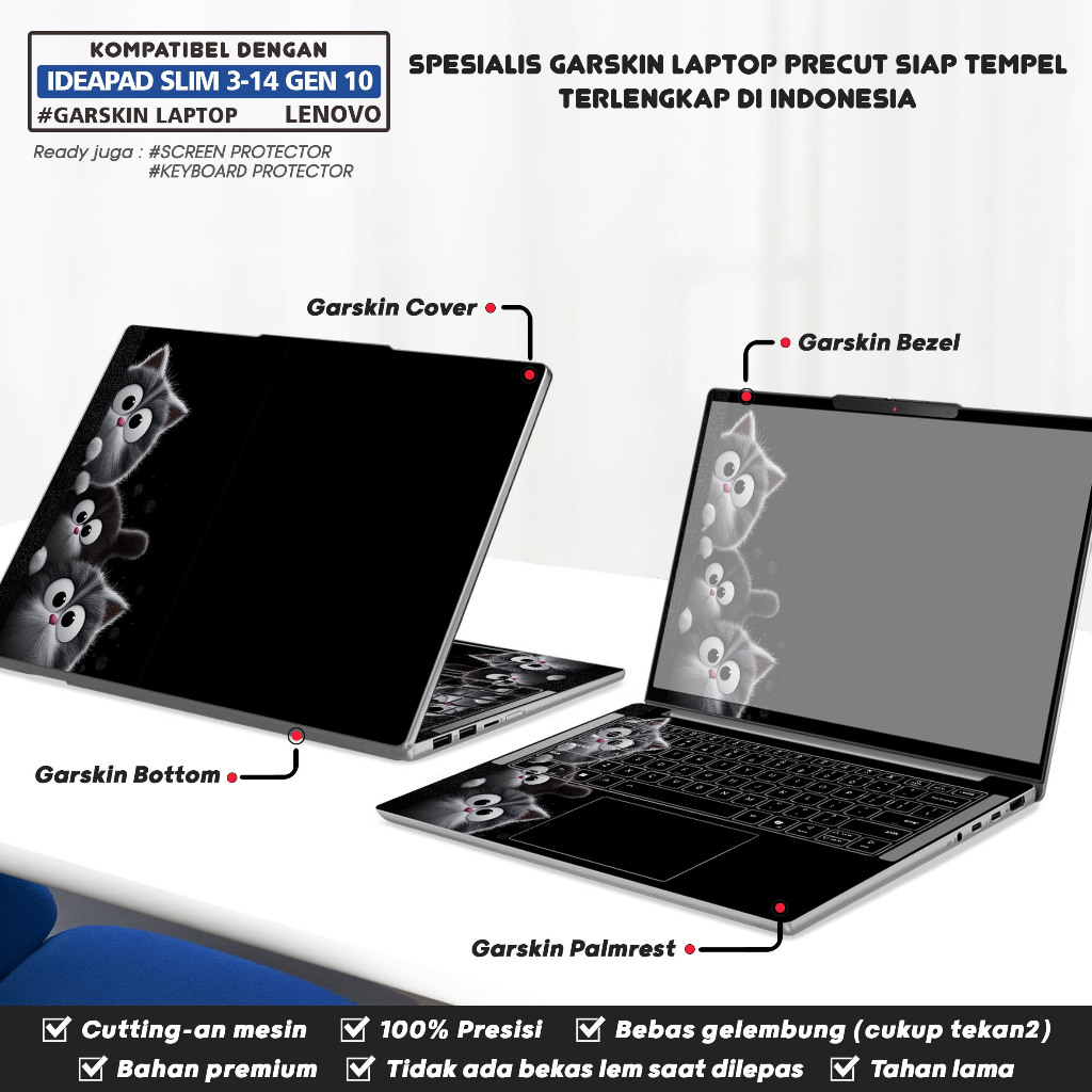 Precut Garskin สติกเกอร์แล็ปท็อปผิว Perfect Fit ใช้งานร่วมกับ Lenovo IdeaPad Slim 3 3i-14 14ARP10 14