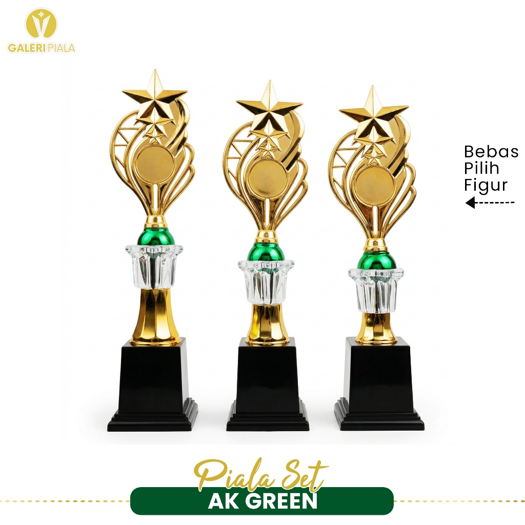 HIJAU 1 ชุด Trophy 123 Champion รุ่น AK Green Cool Trophy ประกอบง่าย Custom Trophy School Competitio