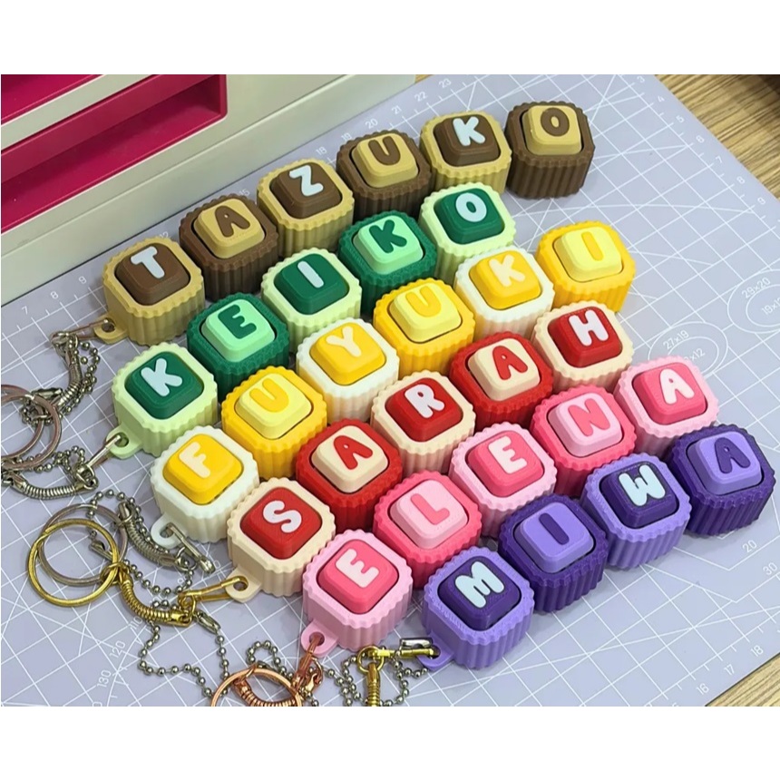 GANTUNGAN [CUSTOM COLOR+NAME] 3D CLICKER Name Modular Keychain / Clicker Modular Name Keychain