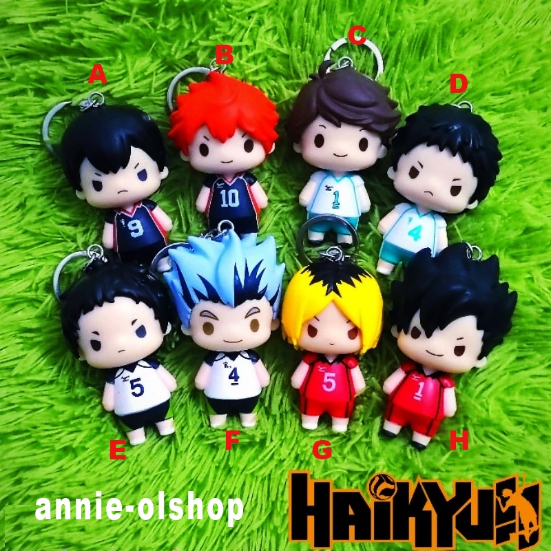 GANTUNGAN Haikyuu Chibi Action Figure อะนิเมะพวงกุญแจ Kageyama Hinata Shoyo Oikawa Bokuto Kenma Kuro