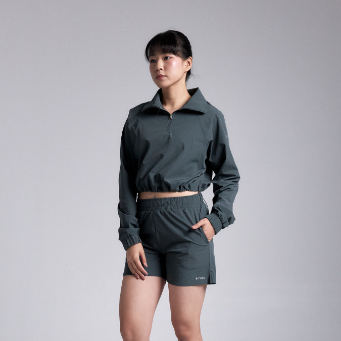 FitYou Quarter Zip Jacket Crop Windbreaker