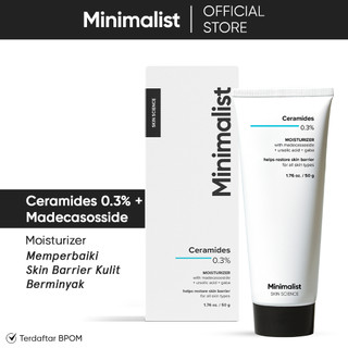 Minimalist 0.3% Pure Ceramides + Madecassoside Barrier Repair Moisturizing Cream | Ceramide Moisturizer | Pelembab dengan Madecassoside & Ursolic acid untuk Kulit Berminyak & Kombinasi | Krim Pagi Krim Malam | 50G