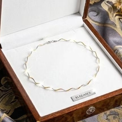 สร้อยคอโค้กคลื่น Xuping ดั้งเดิม/สร้อยคอลวดแข็ง Xuping ดั้งเดิมผสมสี