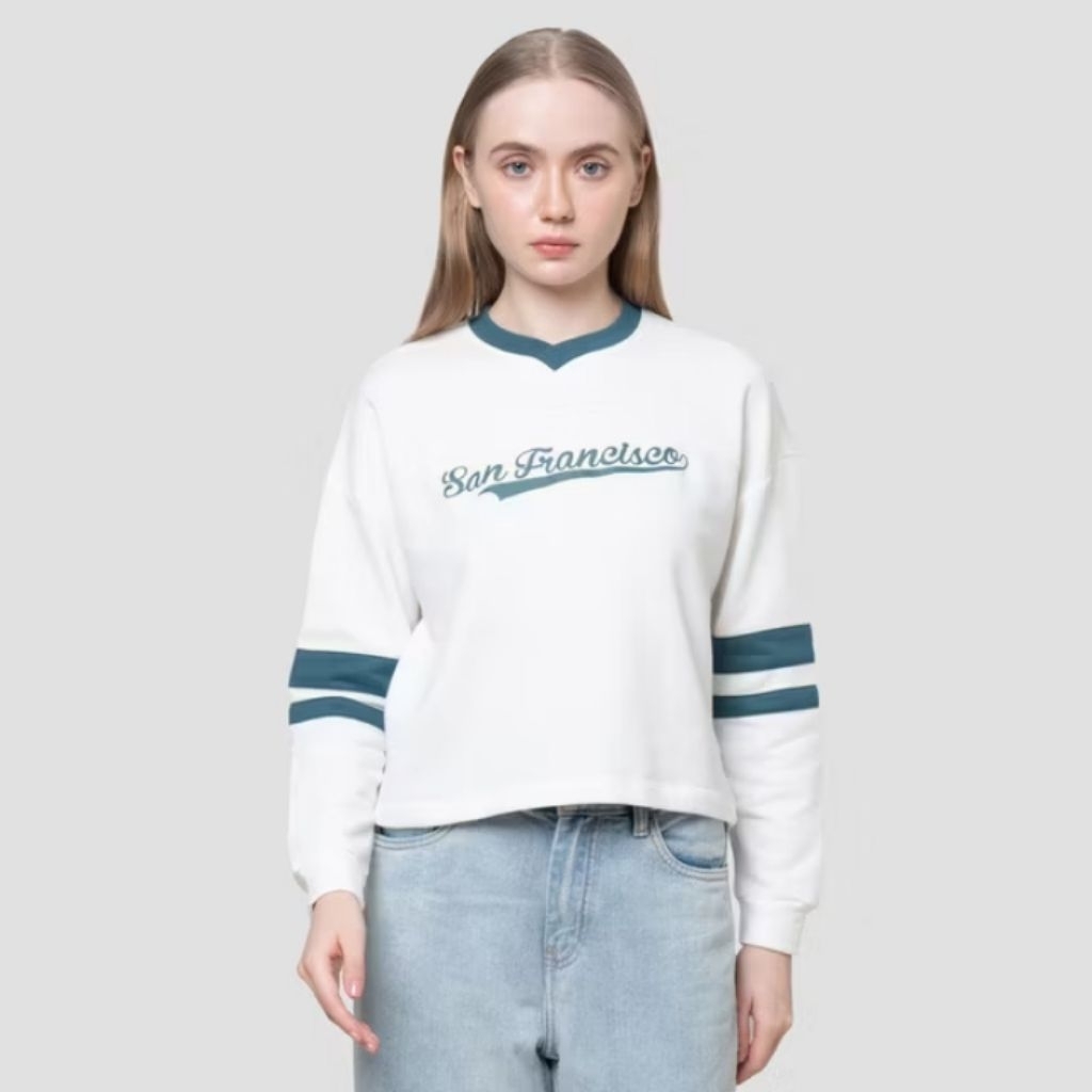 เสื้อสเวตเตอร์ผู้หญิง NEVADA Crop French California - Size L