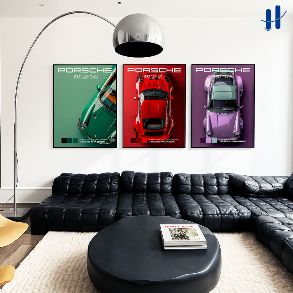 Haydecor Porsche 911 Car Frame Sport Wall Display ตกแต่งห้องความงาม Walldecor