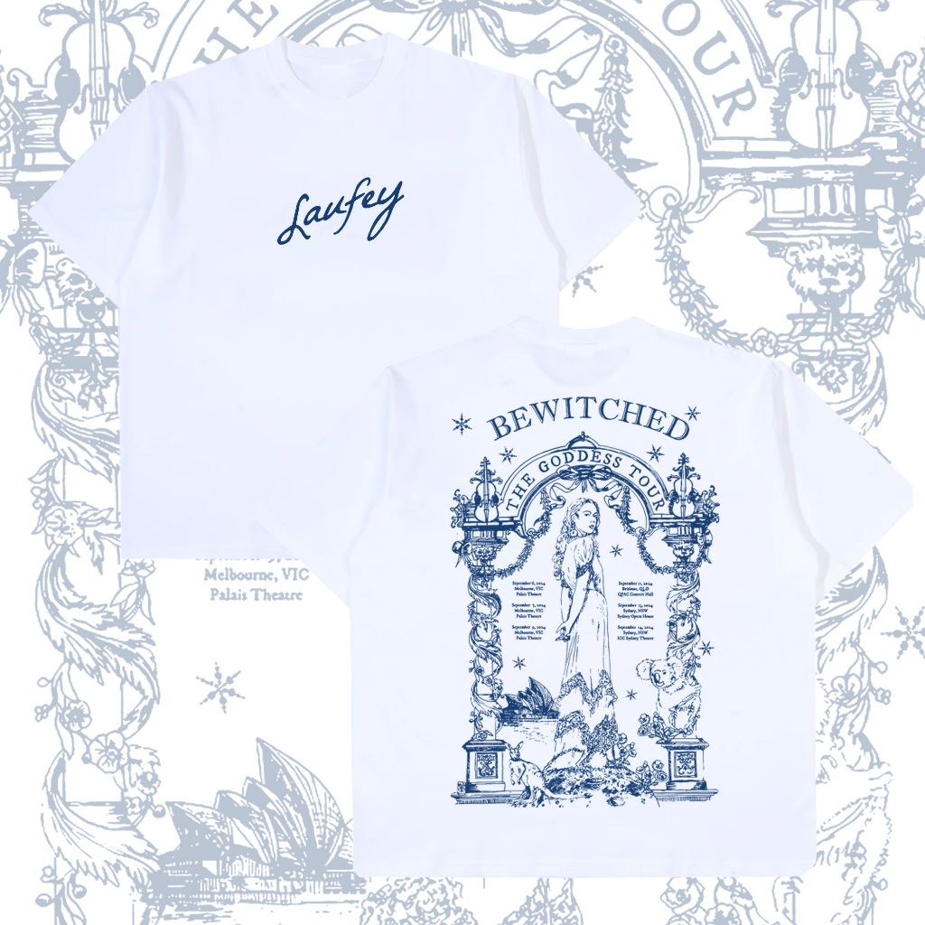 KATUN เสื้อยืด Unisex art merch Laufey ออกแบบวัสดุผ้าฝ้ายหวีคุณภาพหยักสําหรับผู้ชายและผู้หญิง - 265