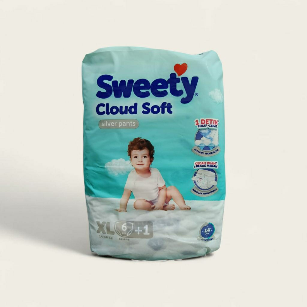 SWEETY SILVER PANTS ผ้าอ้อมแบบ PANTS ไซส์ S9+1, M8+1, L7+1, XL6+1.