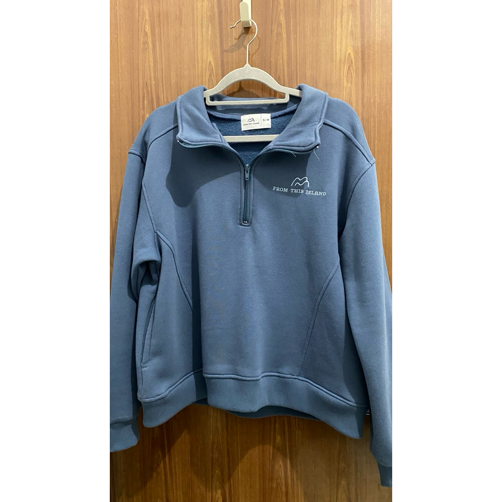 (PRELOVED) จาก Islander This Quarter Zip Sweater/ Half Zip Stone Blue Sweater S/M