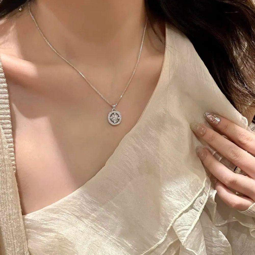 พระเจ้าช่วย! Jewelry.Shop - สร้อยคอผู้หญิงวงกลมเงินสเตอร์ลิงสีทองหรูหรา KS131