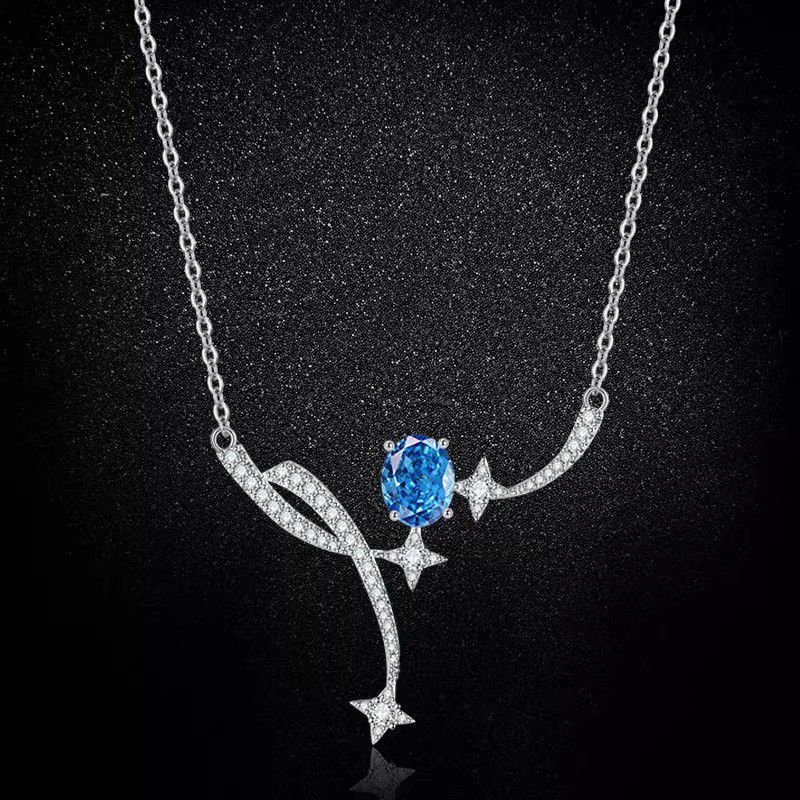 พระเจ้าช่วย! Jewelry.Shop - สร้อยคอผู้หญิง Blue Gem Drop Star KS134
