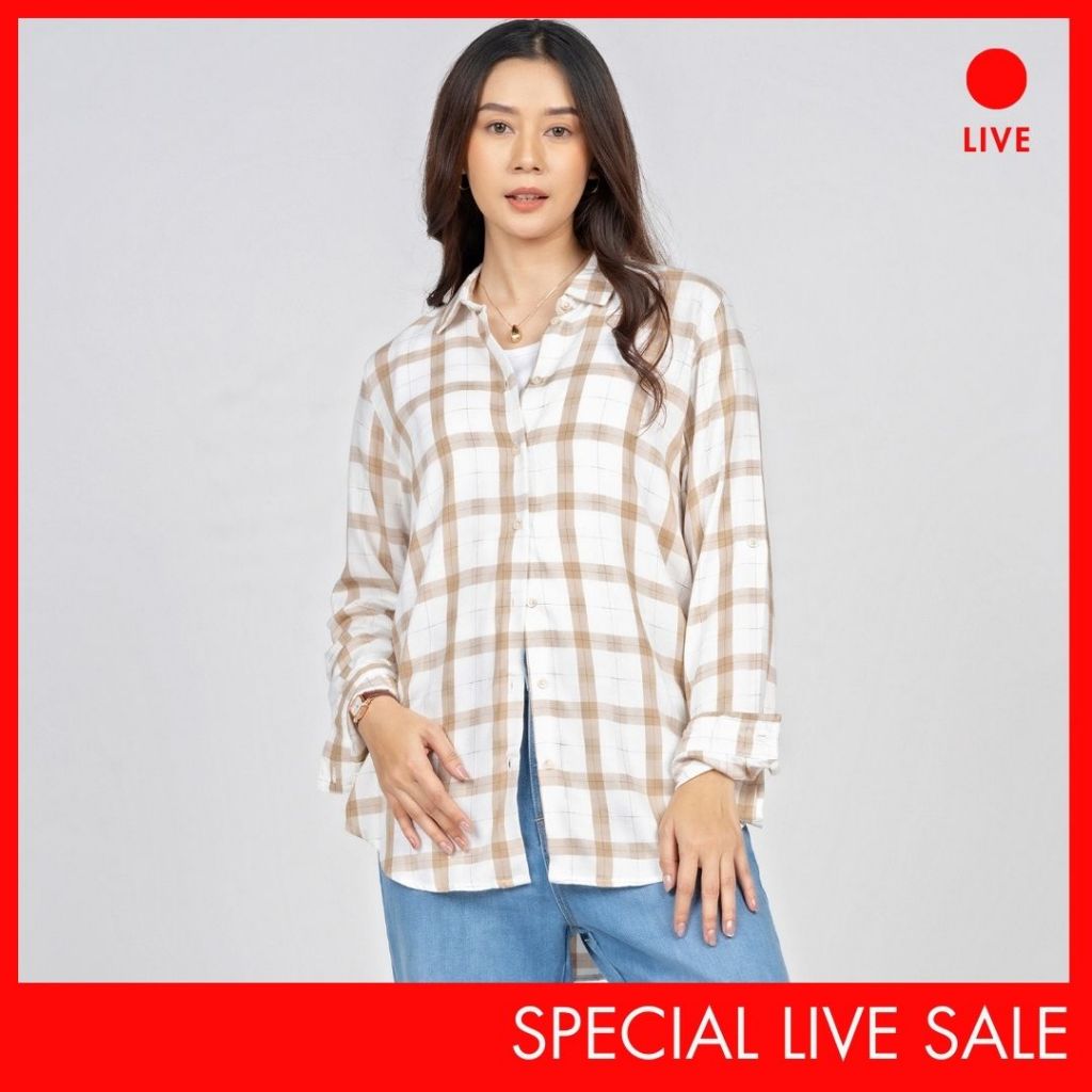 KEMEJA [CLEARANCE] Special Live C2 Khimki Khaki Womens Casual Shirt