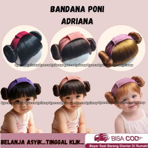 QUEENS เสื้อผ้าเด็ก BANGS WIG BANDANA / สไตล์เกาหลี BANGS WIG BANDANA / ADRIANA BUN BANDANA / WIG HA