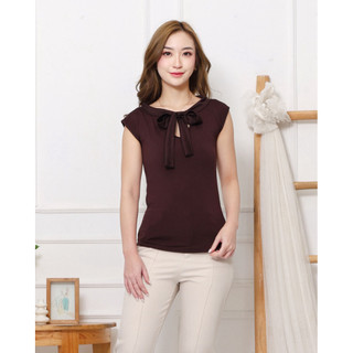 ( ALRIA ) Shazia Top - Baju Atasan Wanita Blouse Elegan Dengan Pita Ribbon Leher #60