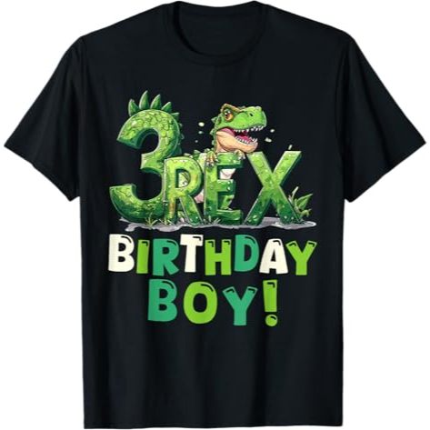 CHILDRENS CLOTHES Three Rex 3rd Birthday Third Dinosaur 3 Year Old Party เสื้อยืด