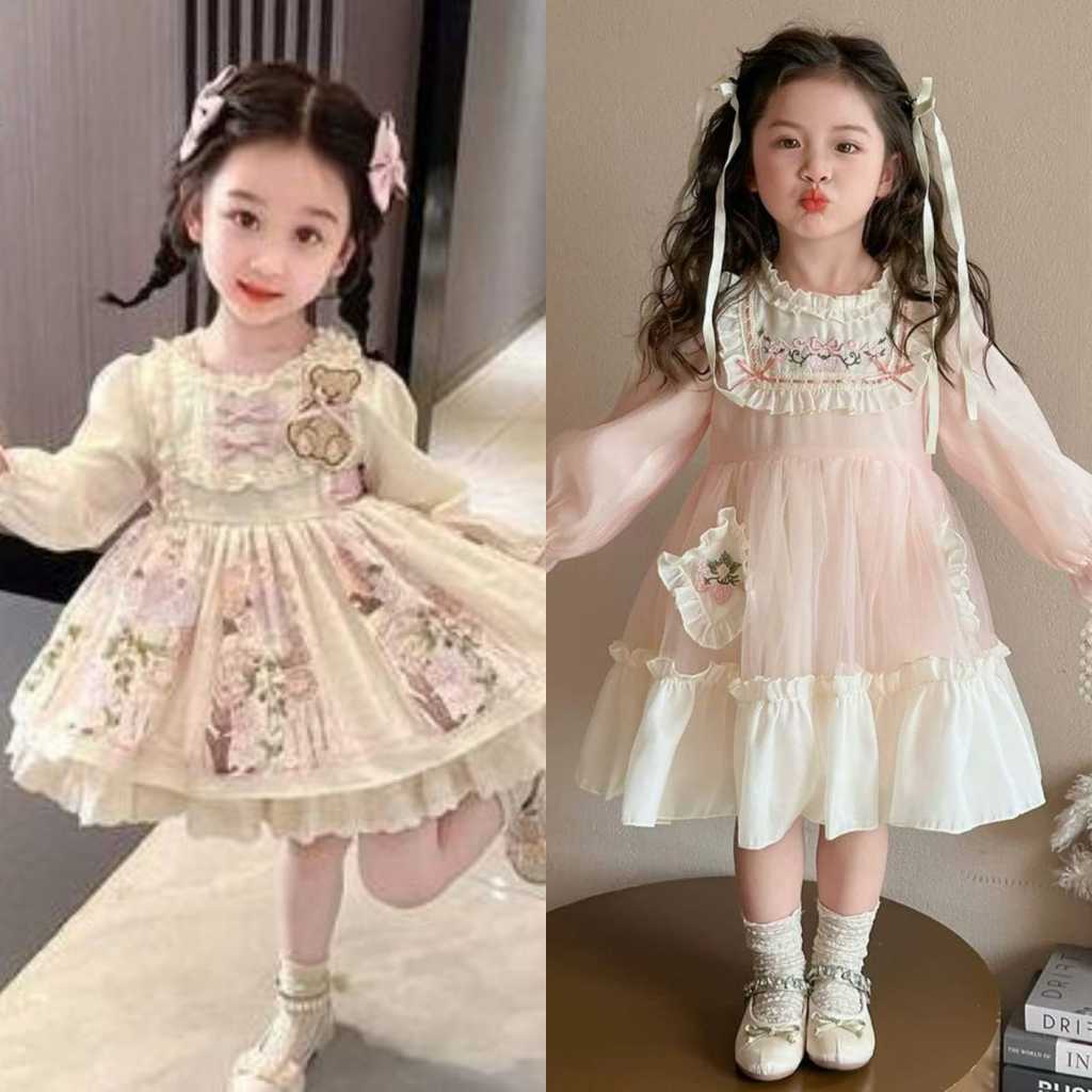 [KIDZWONDERLAND] 1062 & 1113 Vineta Growing Puff BearBuy ชุดเดรสริบบิ้นลูกไม้เป็นชั้นสําหรับเด็กผู้ห