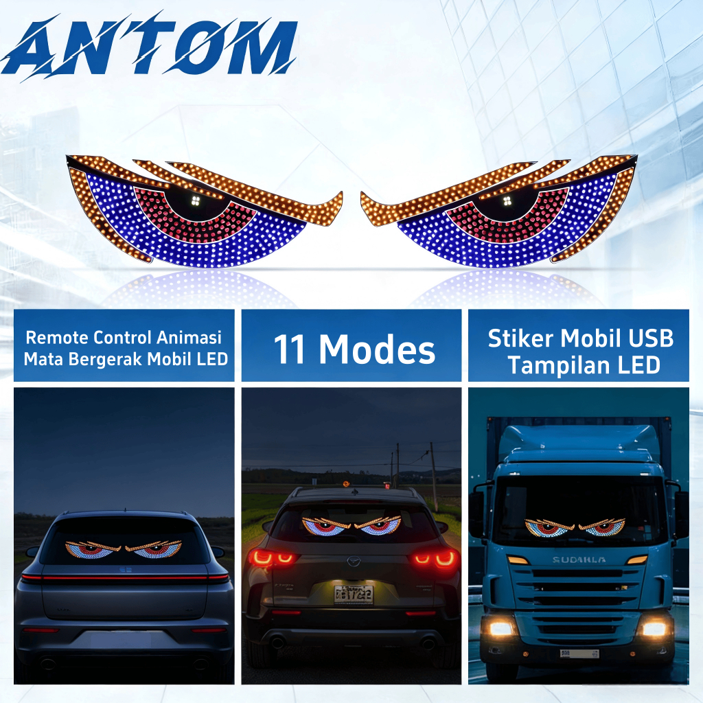 MATA Car LED Display Eyes / USB Devil Eyes / Multi Mode 11 Animation Options / 12V-24V