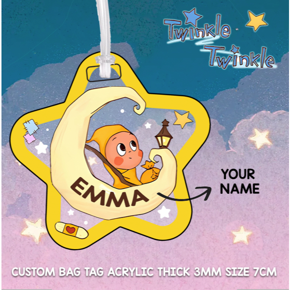 Twinkle Twinkle Bagtag ที่แขวนกระเป๋าเด็กชื่อแบบกําหนดเอง