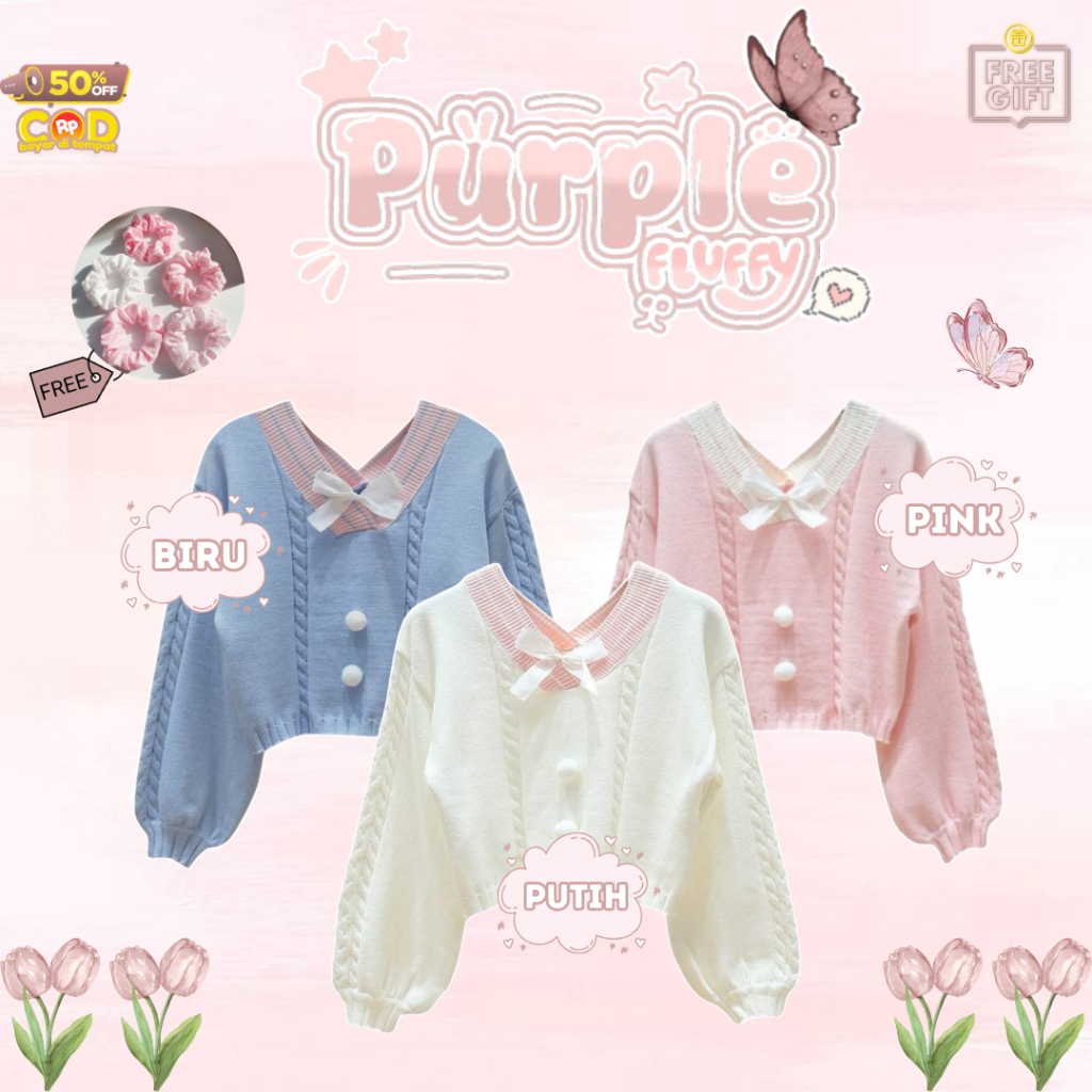 Kawai Sweater สไตล์เกาหลีน่ารัก 133M เสื้อกันหนาวเดี่ยว Kawai Coquette