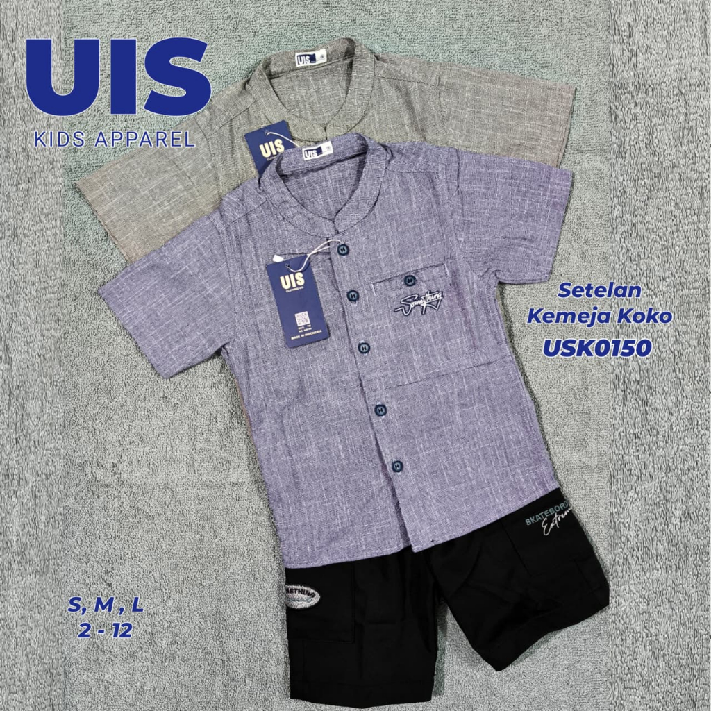 KEMEJA UOS kids - ชุดเสื้อ Koko Boys วัสดุพรีเมี่ยม // ชุดสูทแขนสั้นเด็กชาย UOS Shanghai คอปกกระดุมป
