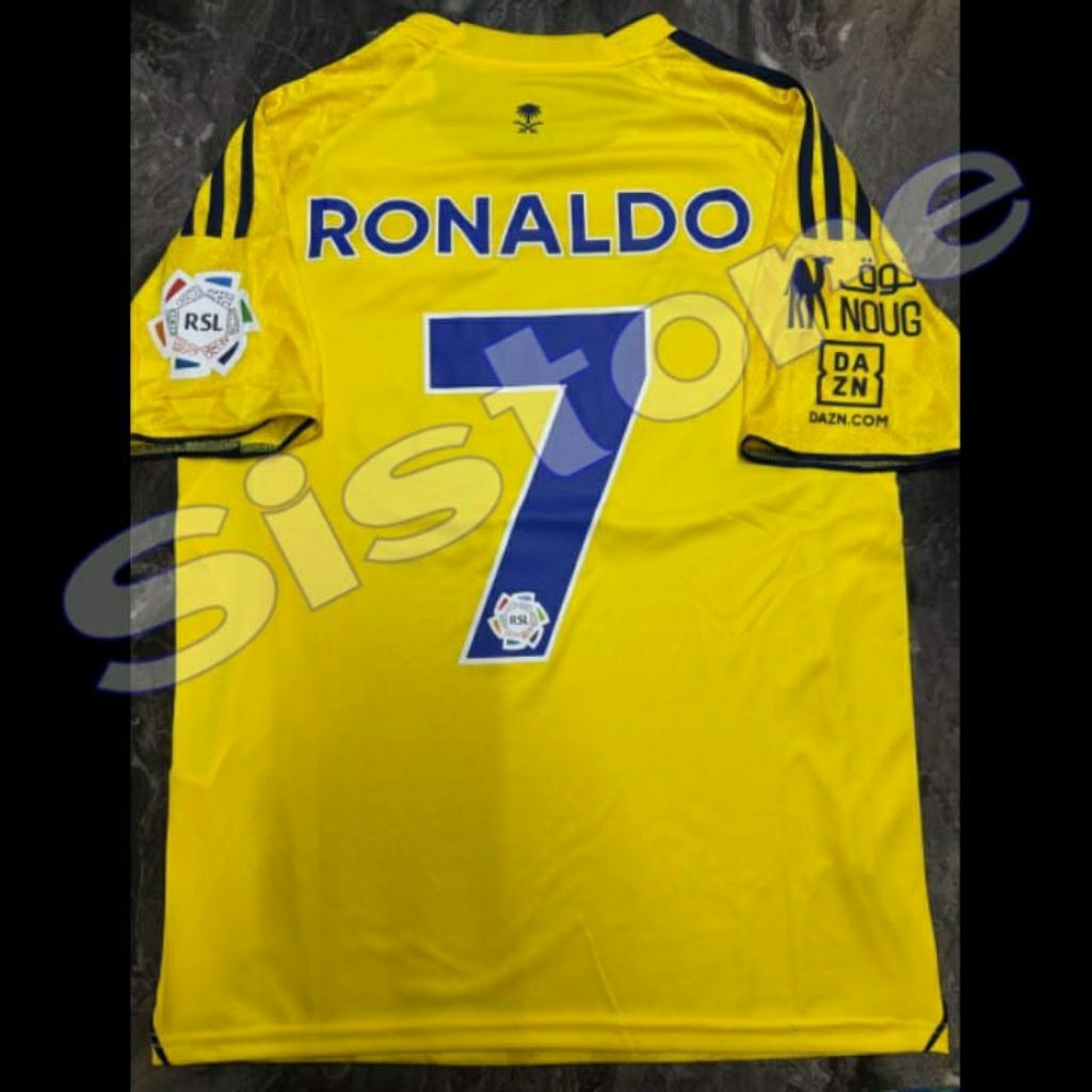 Al Nassr AlNassr Home Full Sponsor Jersey 2025 / 2026 + พิมพ์ชื่อ RONALDO 7 / JOAO FIX 79 / กําหนดเอ
