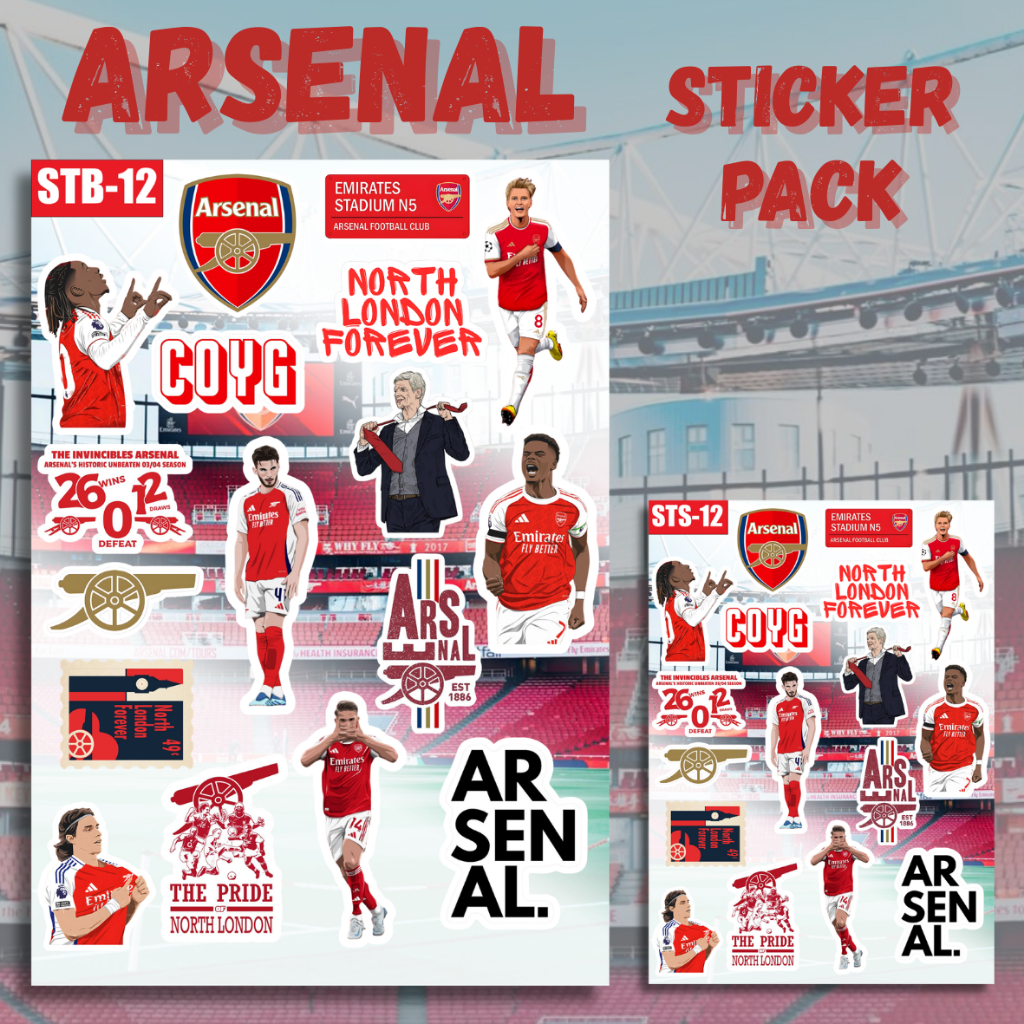 ชุดสติ๊กเกอร์ไวนิลสโมสรฟุตบอลอาร์เซนอล – Arsenal FC COYG North London Forever สติ๊กเกอร์กันน้ําแล็ปท็อป Tumbler แฟนความงาม Bola Merchandise สติ๊กเกอร์ไวนิล