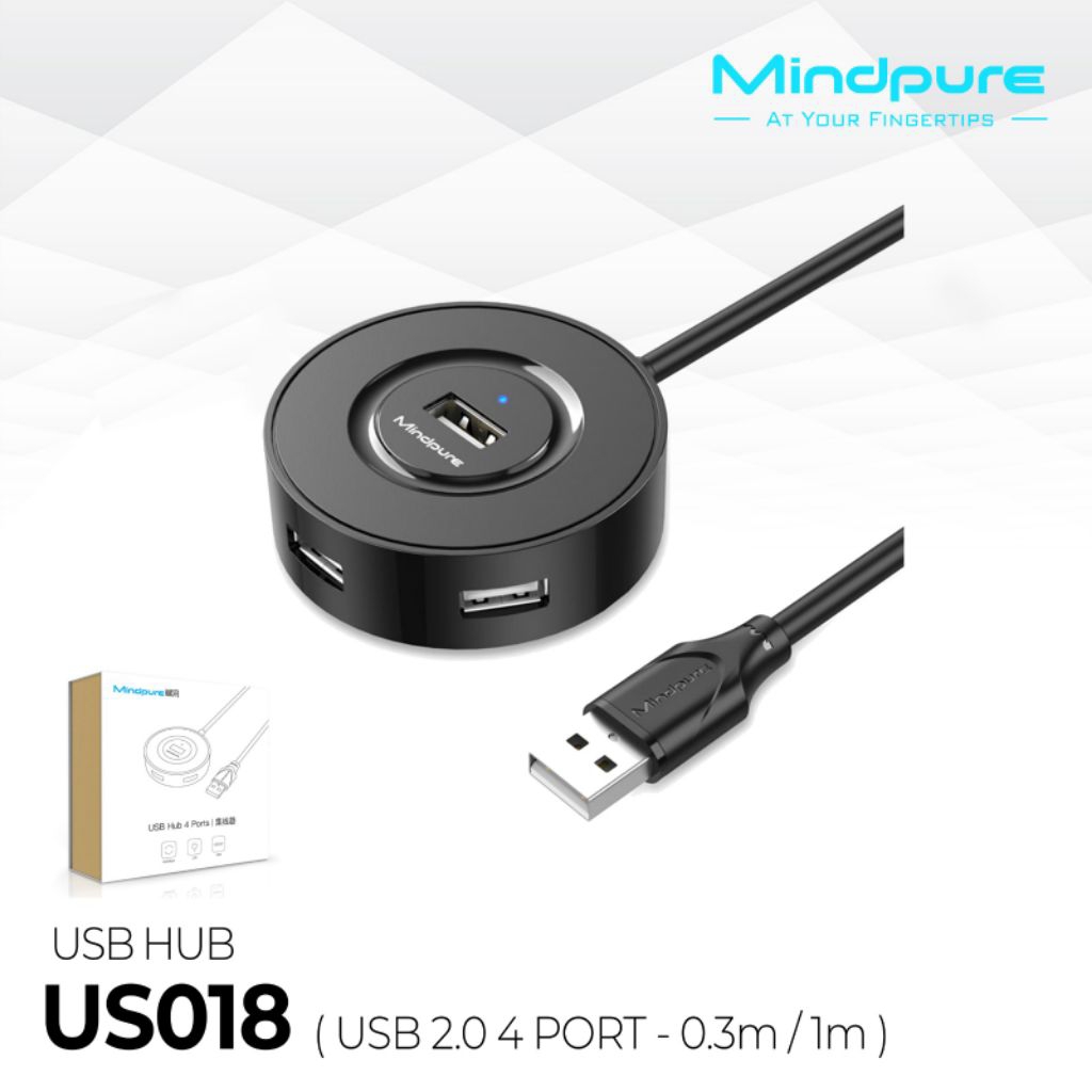 USB HUB MINDPURE 4PORT US018 สาย USB 2.0 LENGTH 1 เมตร