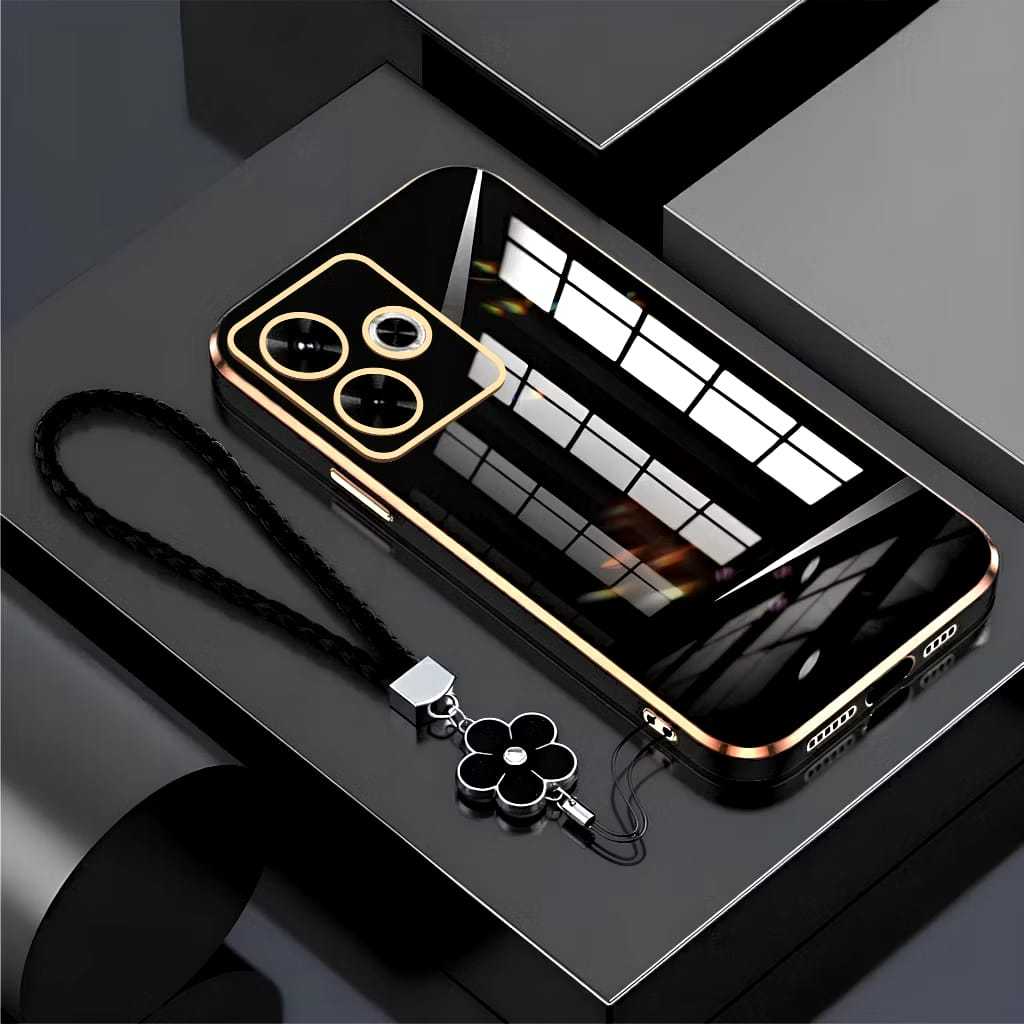 Xiaomi Redmi 13 4G 13X 13C เคสเคลือบเงาหรูหราพร้อมเชือกเส้นเล็กดอกไม้ Manis Store