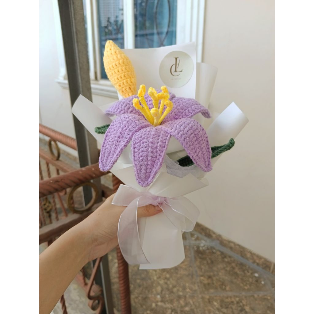 LILY KNITTED FLOWERS / KNITTED LILY / LILY BOUQUET / SIMPLE BOUQUET / LILY FLOWERS / KNITTED LILY