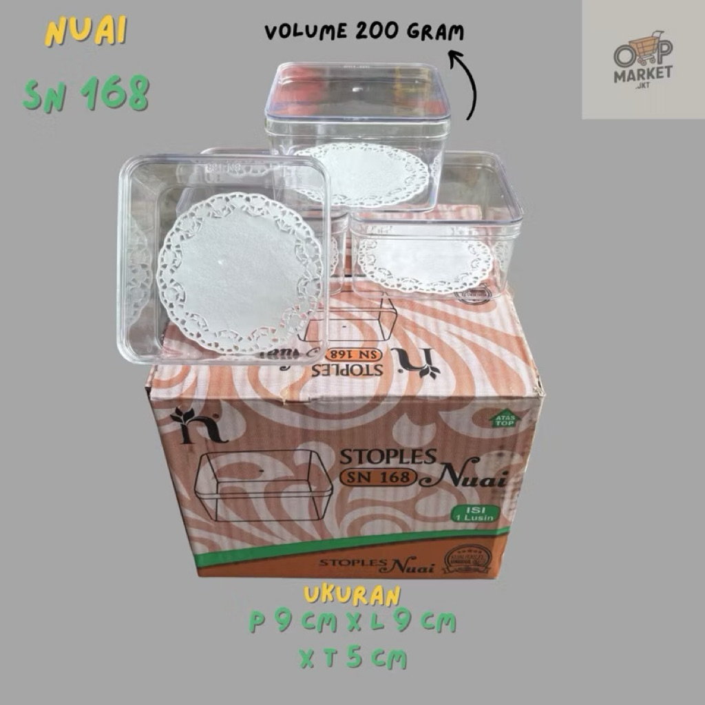 SQUARE DRY CAKE JAR 200-250 กรัม / NUAI SN 168 เค้ก JAR