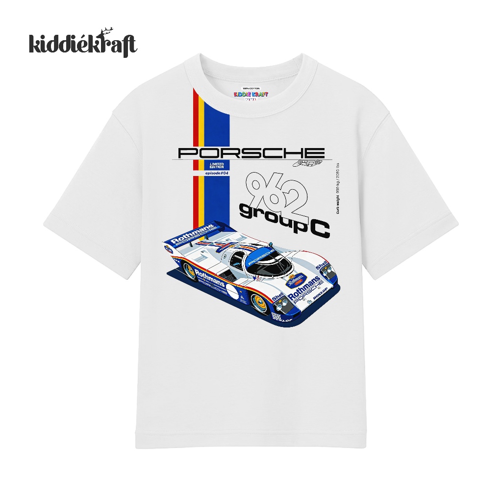 KiddieCraft - เสื้อยืดรถเด็ก, Premium Distro Cotton Combed 30s เสื้อผ้ารถ Unisex - PORSCHE 962 Rothm