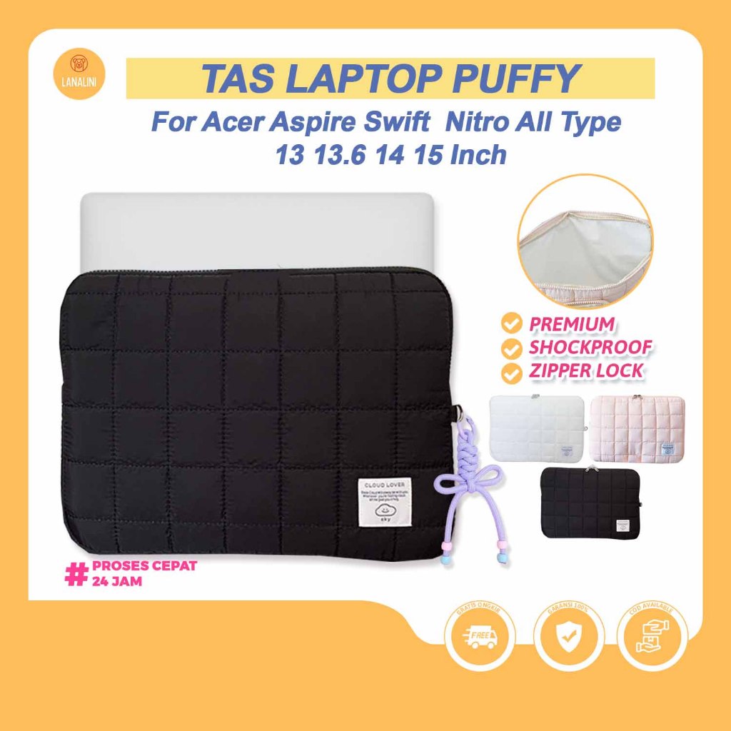 Anti-Shock Puffy Case กระเป๋าแล็ปท็อป Acer Swift 3 4 5 Aspire Nitro Go 13 14 15 15.6 นิ้ว Soft Cloud