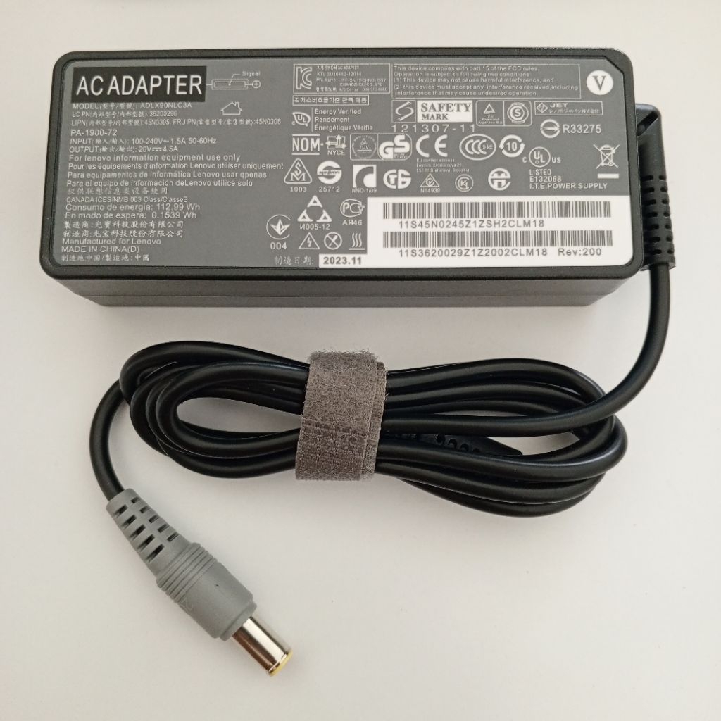 Lenovo 20V 4.5A (7.9x5.5mm) 90W DC Laptop Charger สําหรับ ThinkPad T Series, X Series, L, SL, R, W, 