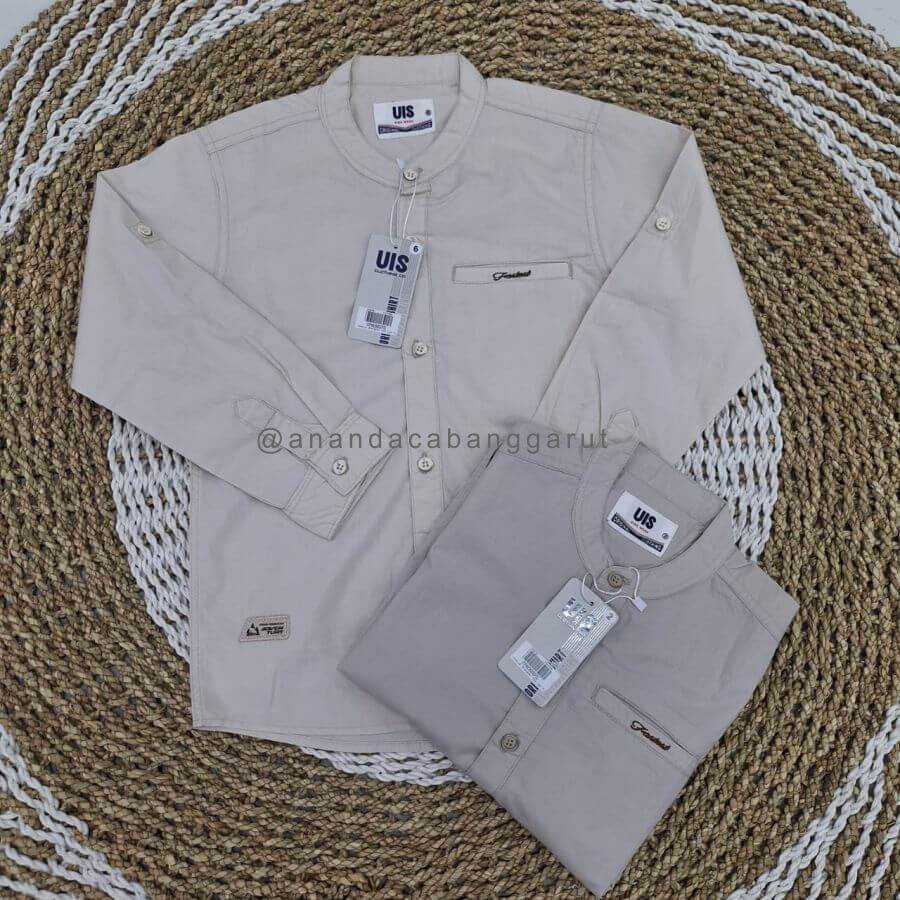 KEMEJA KATUN UOS เสื้อเชิ้ตเด็กชายตัวยาวผ้าฝ้ายวัสดุเซี่ยงไฮ้คอปกซาตินเย็บปักถักร้อย FORTEST ล่าสุด