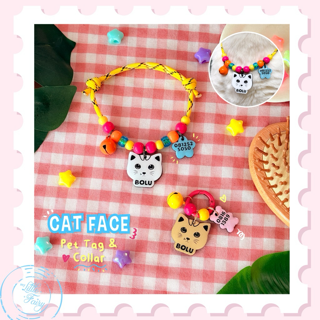 [CUSTOM NAME] Cat Face Custom Pet Tag Custom Cat Necklace