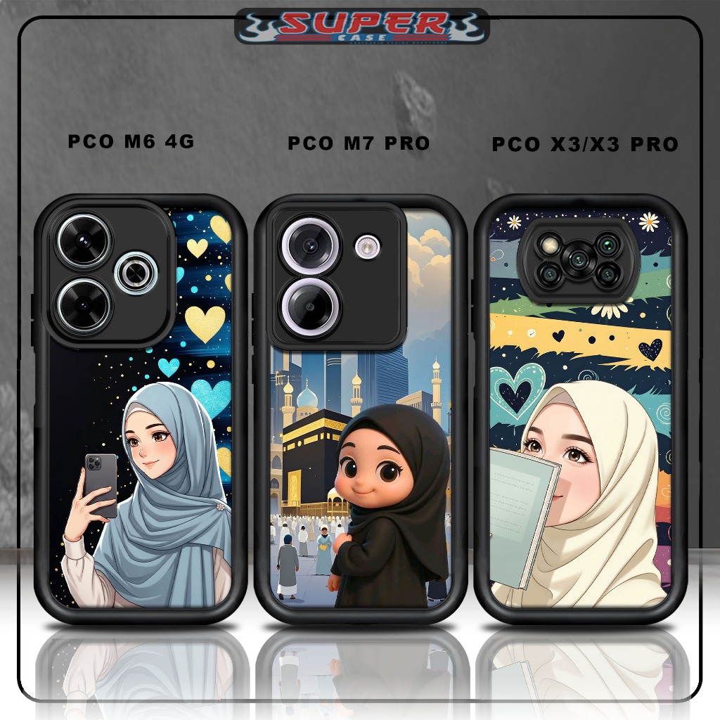 กรณี Hp สําหรับ SoftCase Hp สําหรับแก้วสีดําพรีเมี่ยม POCO M6 4G PCO M7 PRO PCO X3/X3 PRO ออกแบบ HIJ