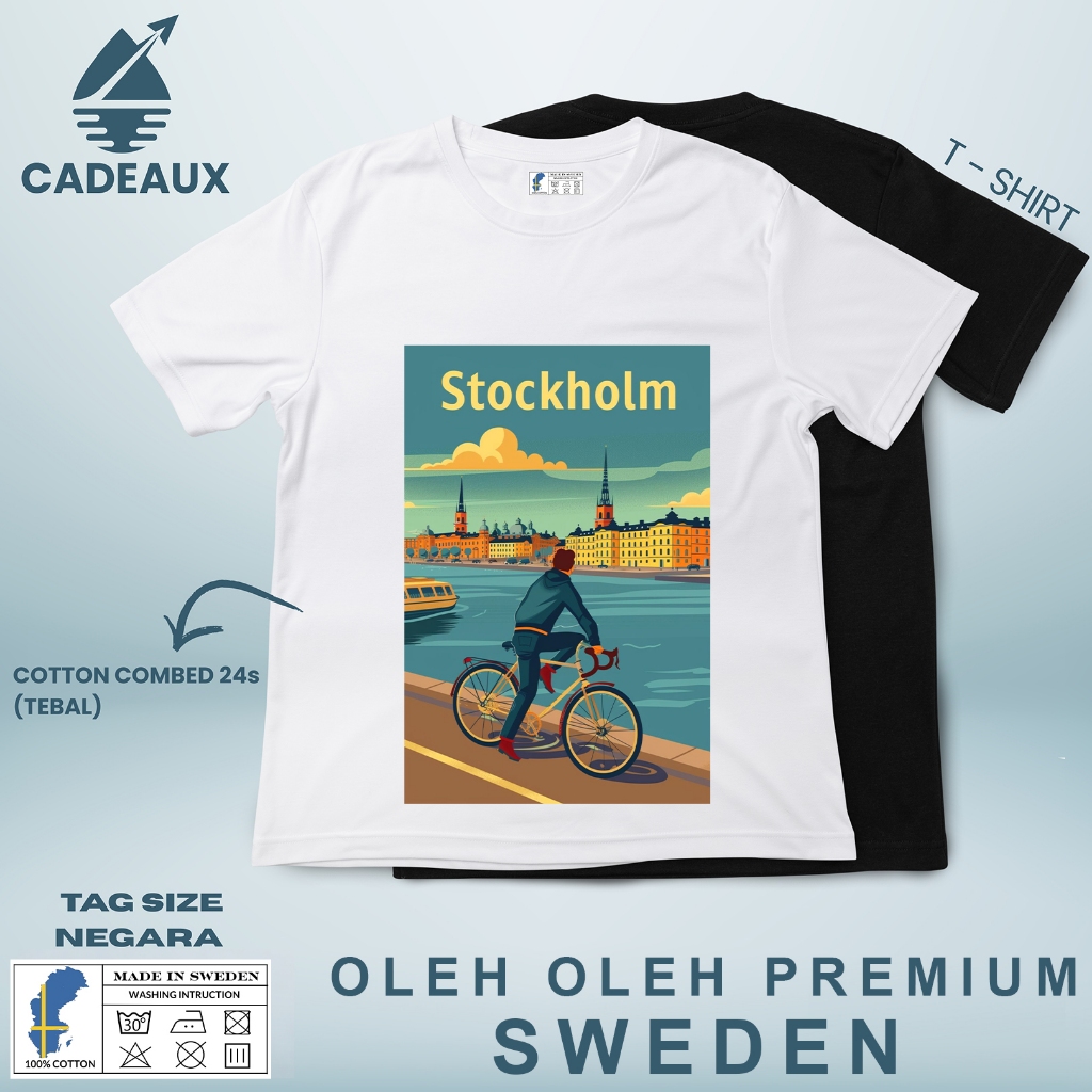 SWEDEN 72 SOUVENIR เสื้อยืด USING SWEDEN STATE TAG เสื้อยืดผ้าฝ้าย Combed 24s SOUVENIR ของขวัญพรีเมี