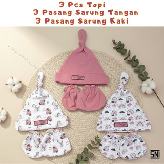 ( ISI 3 SET ) 3 Topi 3 Sarung Tangan dan 3 Sarung Kaki Bayi SNI 3 Set Topi Sarung Tangan Kaki Bayi Baru Lahir Bahan Kaos Lembut Perlengkapan Bayi Lahir Topiset Sartaki 9in1 Bayi Baru Lahir Size 0-3 Bulan Topi Kupluk Baby