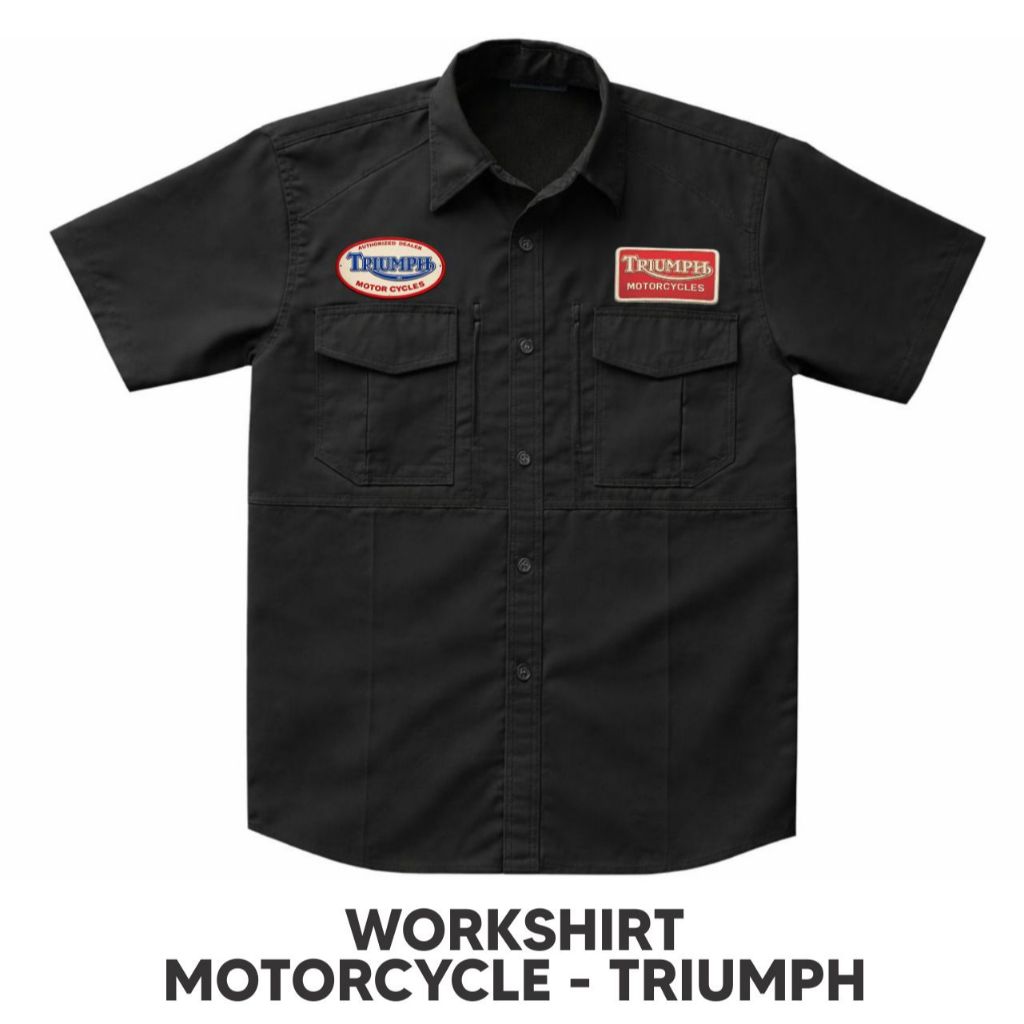 เสื้อมอเตอร์ไซค์ KEMEJA Triumph | เสื้อทํางานมอเตอร์ไซค์ Triumph | เสื้อไบค์เกอร์รถจักรยานยนต์คลาสสิก