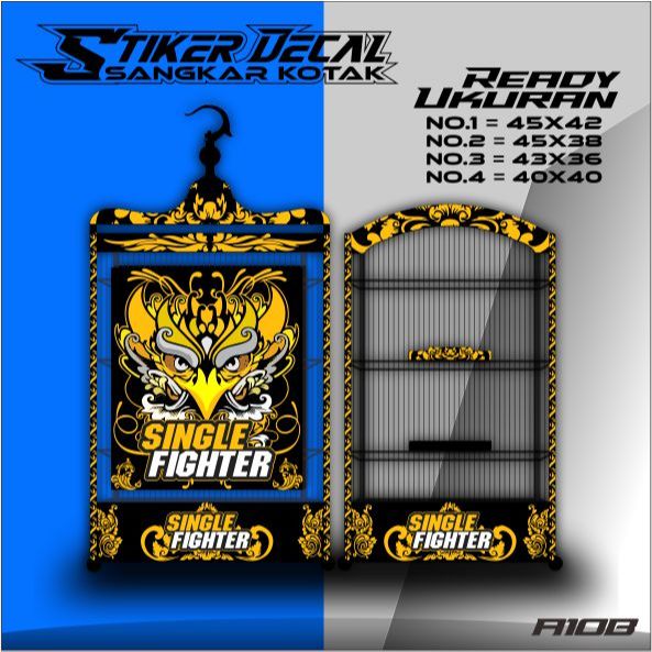 Single Fighter Box Bird Cage Decal Sticker - Box Bird Cage