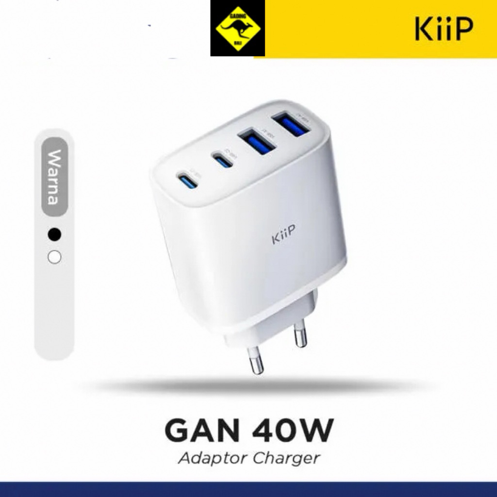 KiiP G40W GAN 40W 4-PORT 2USB A + 2 USB C PD FAST CHARGING