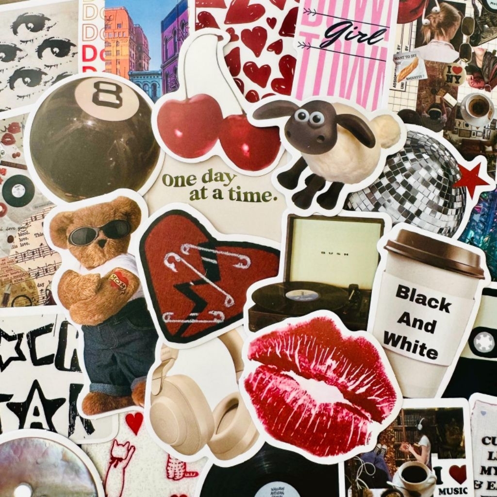 50 The Pinterest Girl Sticker Pack (2), Downtown Girly Aesthetic Coquette Stickers, Kindle, Phone & 