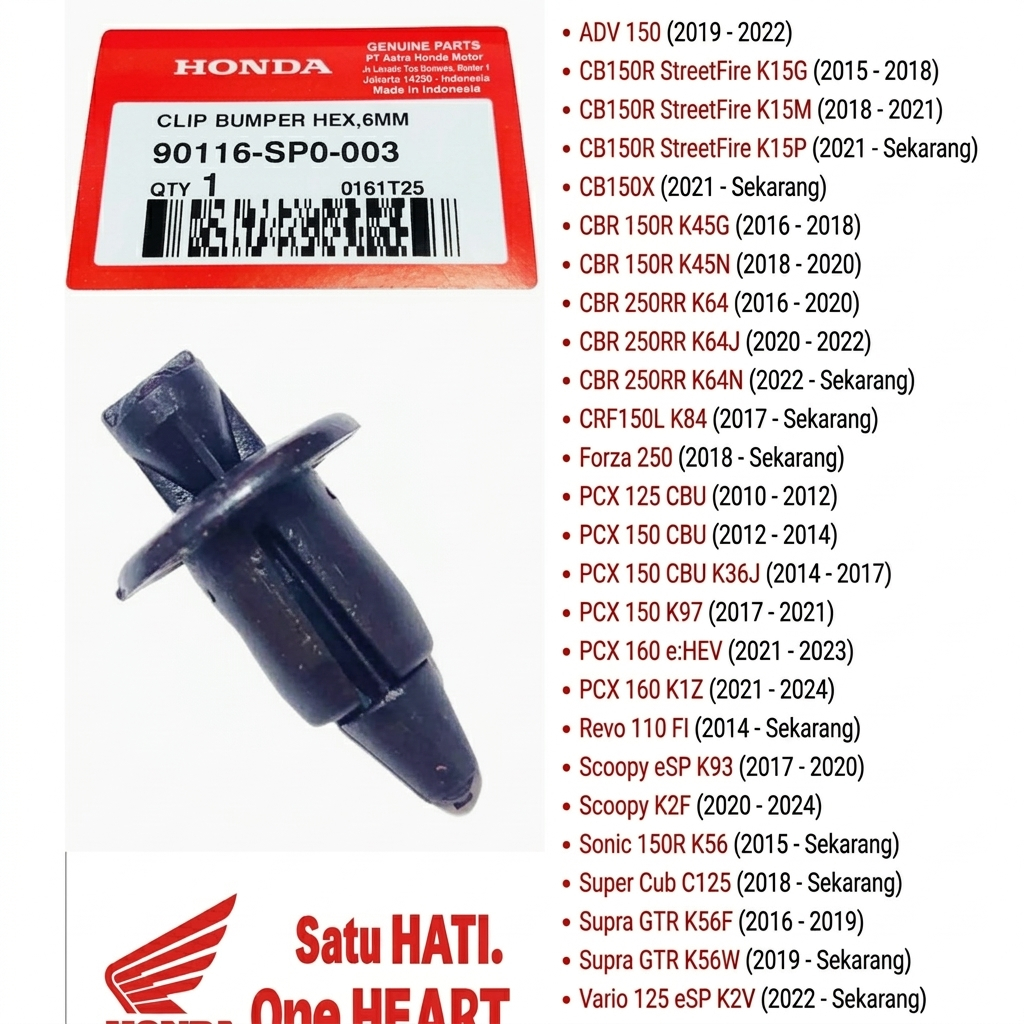 Body Clip Pcx 150 Cbr 150r Vario 125 150 Esp กันชน Hex 6MM 90116-SP0-003