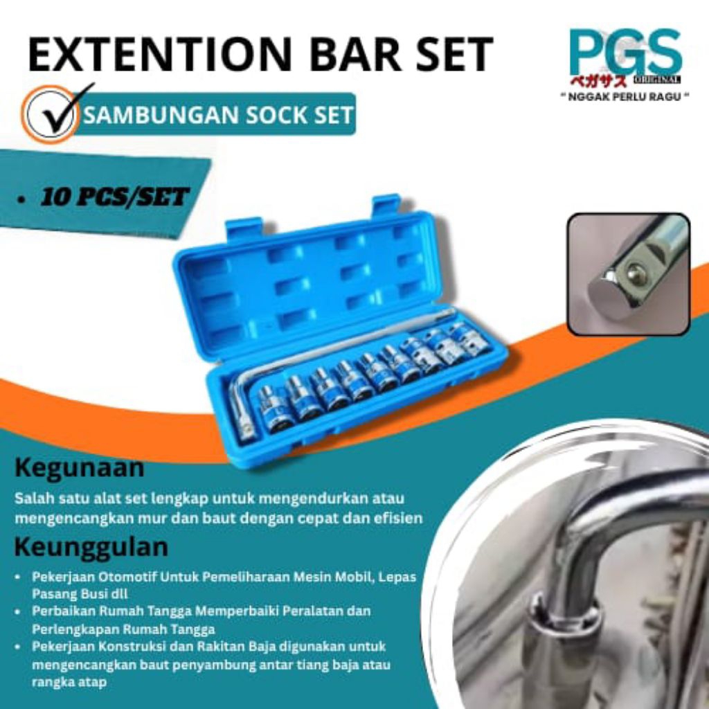SOCKET WRENCH SET 10PCS DR 1/2" 6PT (ชุดซ็อกเก็ตฮัน) PGS