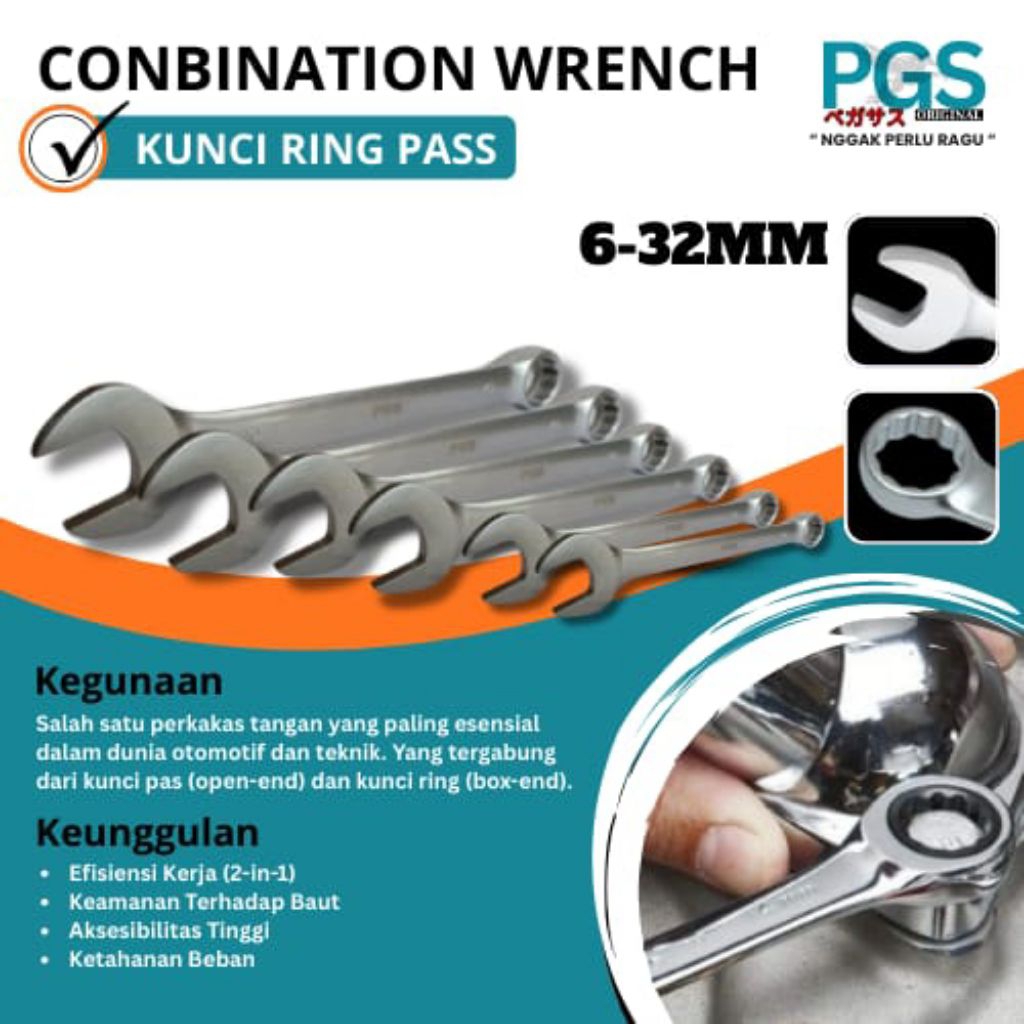 PGS RING WRENCH ขนาด 1-32MM (คอมโบ)