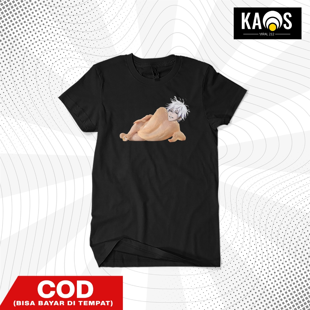 Gojo Satoru Jujutsu Kaisen อะนิเมะ Meme เสื้อยืดน่ารักไก่ดิบพรีเมี่ยม