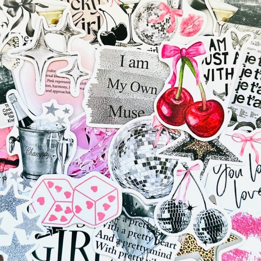 50 สติกเกอร์ Coquette ที่ Pinterest, Girly Aesthetic Sticker Pack (2), สติ๊กเกอร์จุด, Junk Journal, 